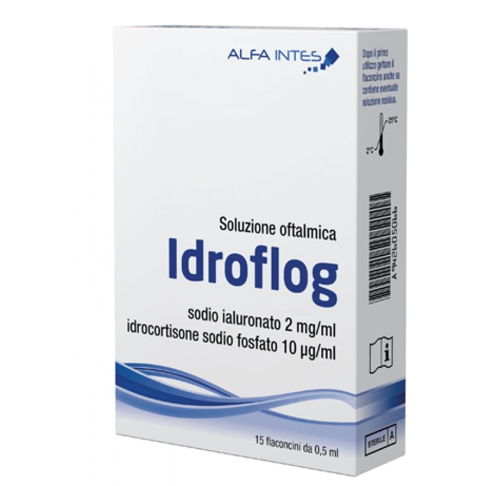 Soluzione oftalmica idroflog a base di ialuronato di sodio e idrocortisone sodio fosfato 15 Soluzione oftalmica idroflog a base di ialuronato di sodio e idrocortisone sodio fosfato 15