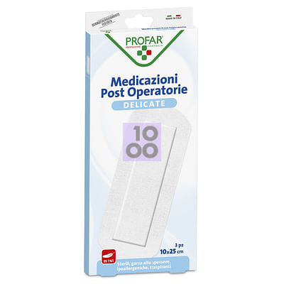 Medicazione Post Operatoria Sterile Garza Antiaderente 10 X25 Cm 3 Pezzi Profar