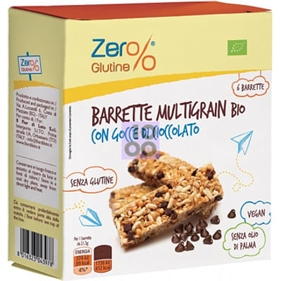 Zero% Glutine Barrette Multigrain Con Gocce Di Cioccolato 6 X 21,5 G