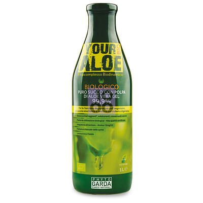 Your Aloe Bio Puro Succo Con Polpa Di Aloe Vera Gel 99,9% 1 Litro Senza Aloina