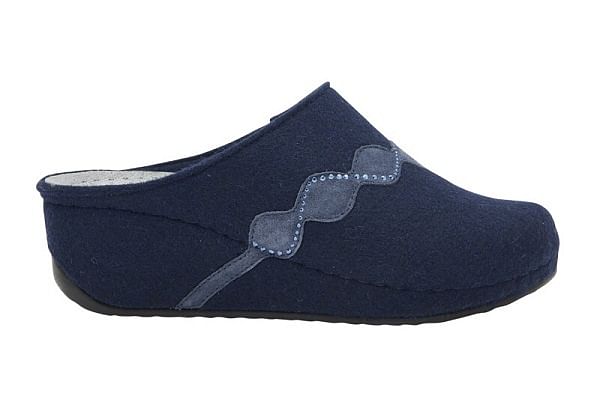 Inverness Strass Wedge Wool+Suede Pantofola Woman Navy Blue 38