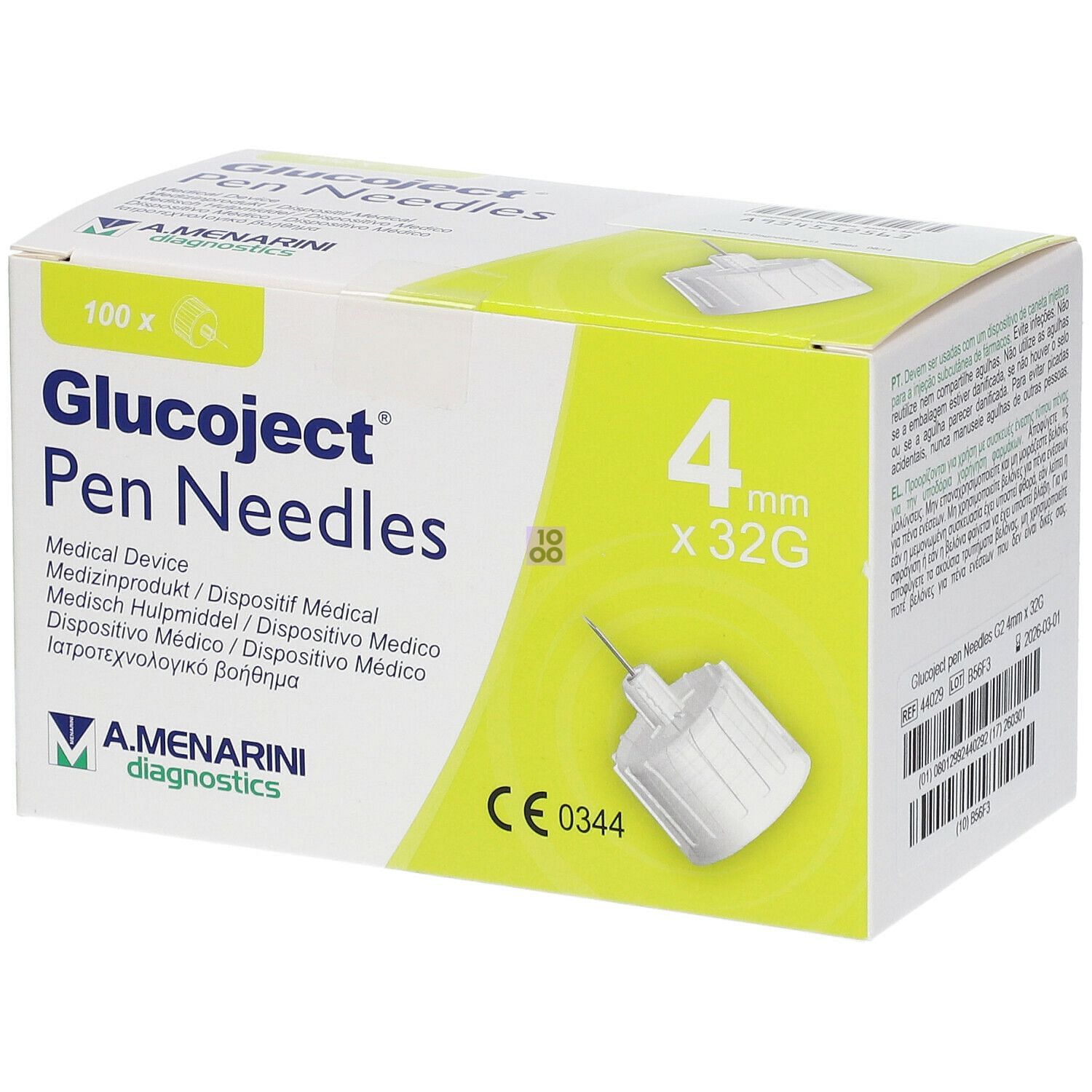 Glucoject Pen Needles 4 Mm - 100 Aghi Per Penna Da Insulina 32 G