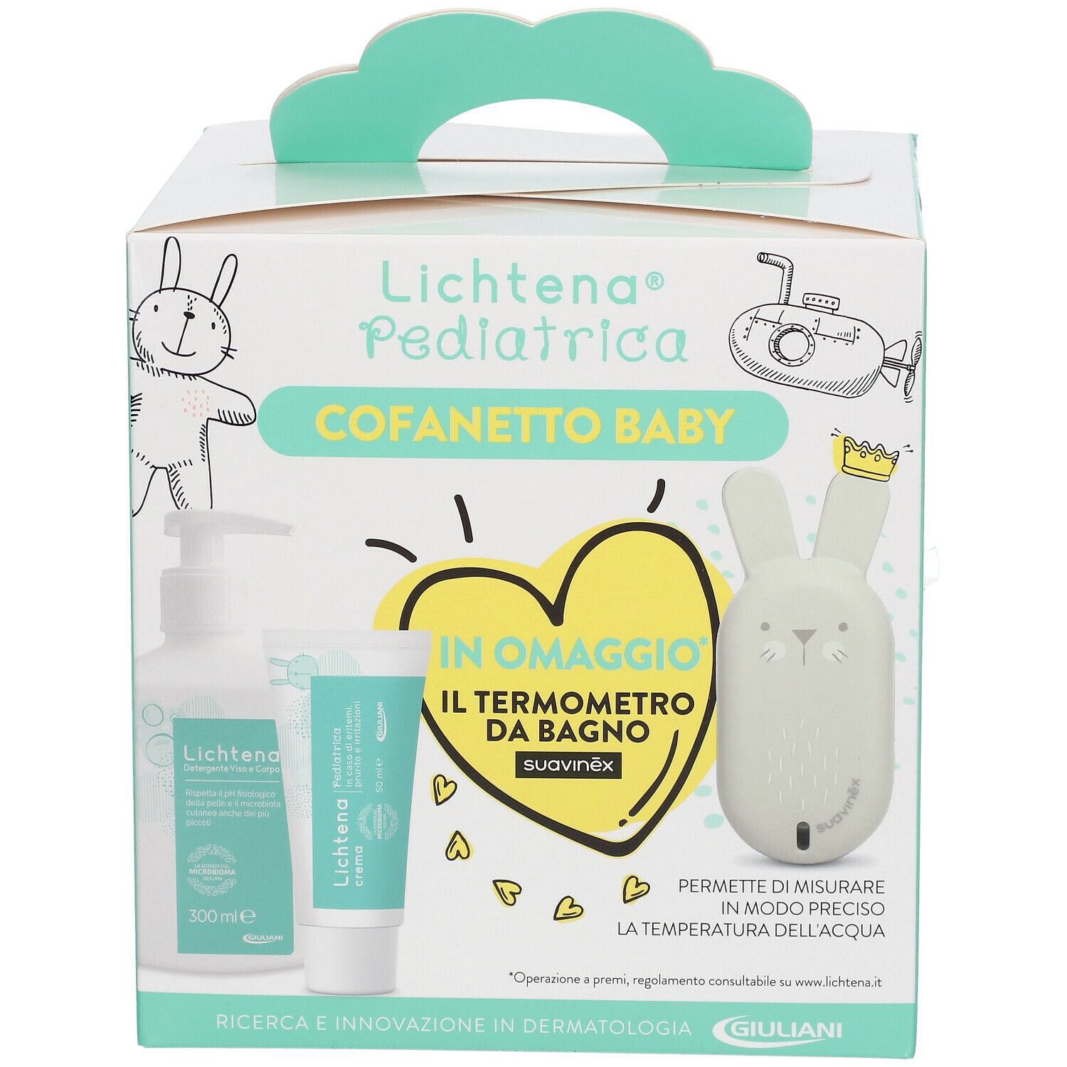 Lichtena Pediatrica Cofanetto Neonato Contenente Crema + Detergente +  Omaggio Suavinex