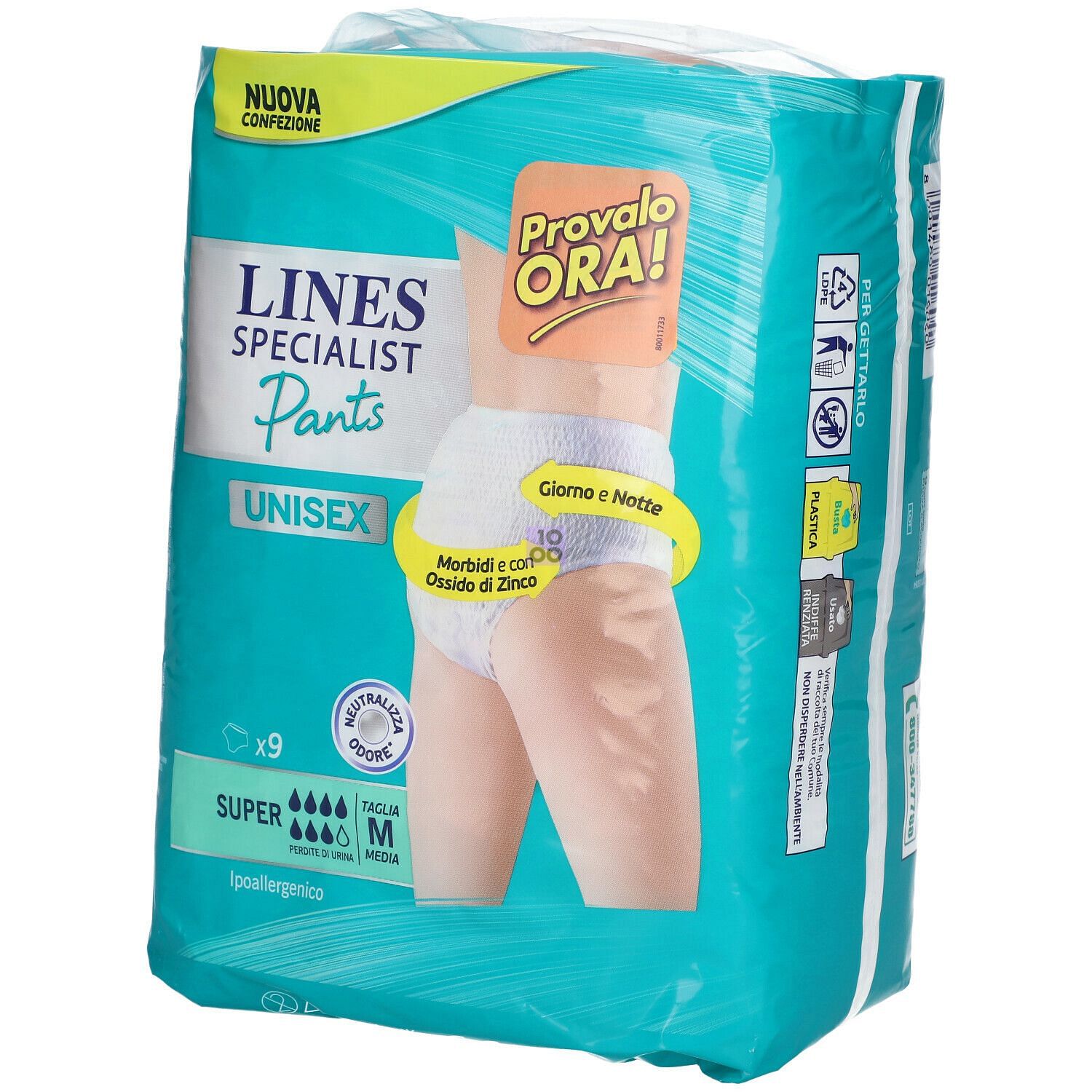 Lines Specialist Pants Super M X 9 Pannolone Mutandina Indossabile Come  Normale Biancheria Tipo Pull On