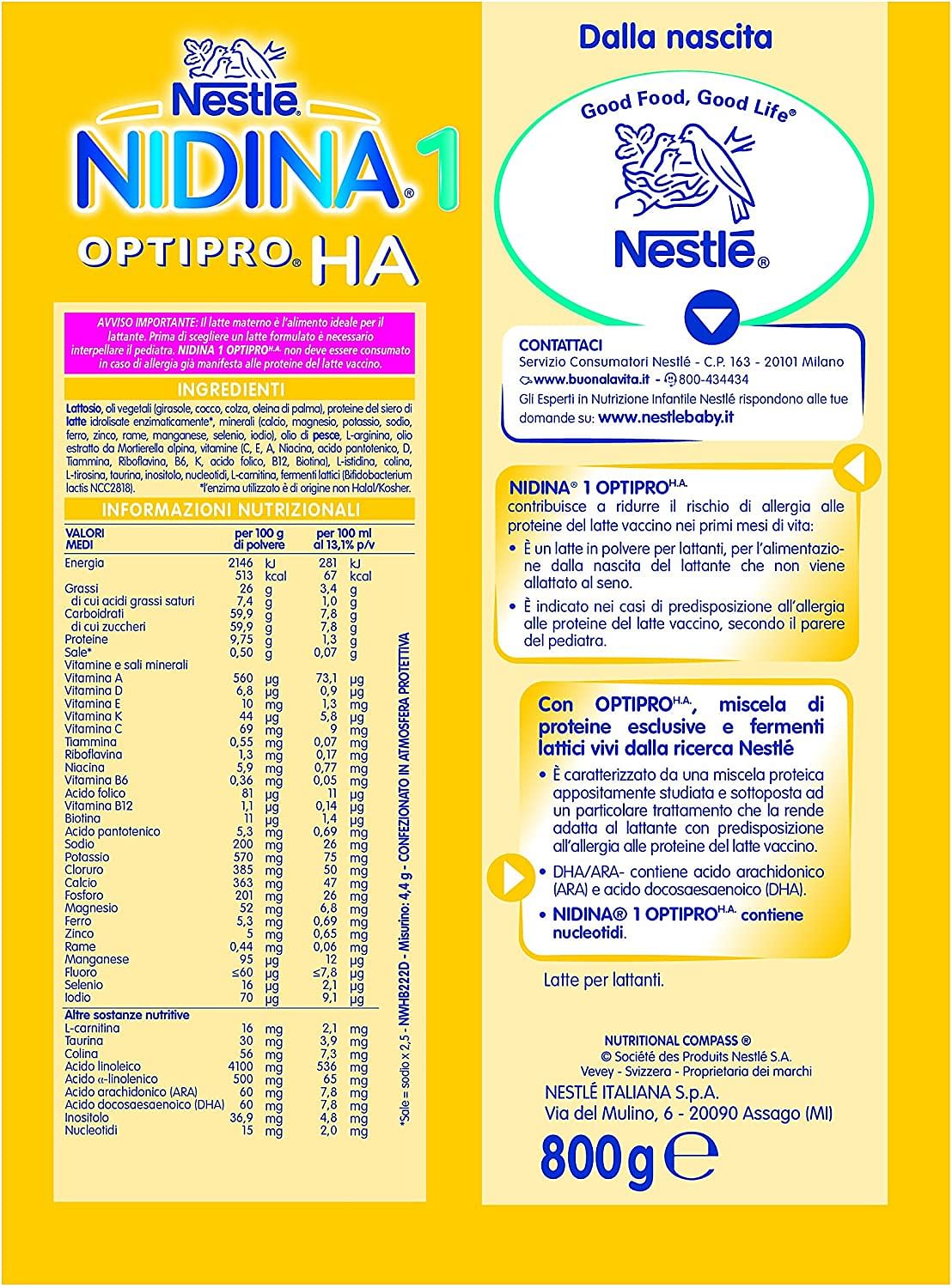 NIDINA 1 POLVERE BIOLOGICO 400GR - Farmasanitaria Dolce Infanzia Aversa