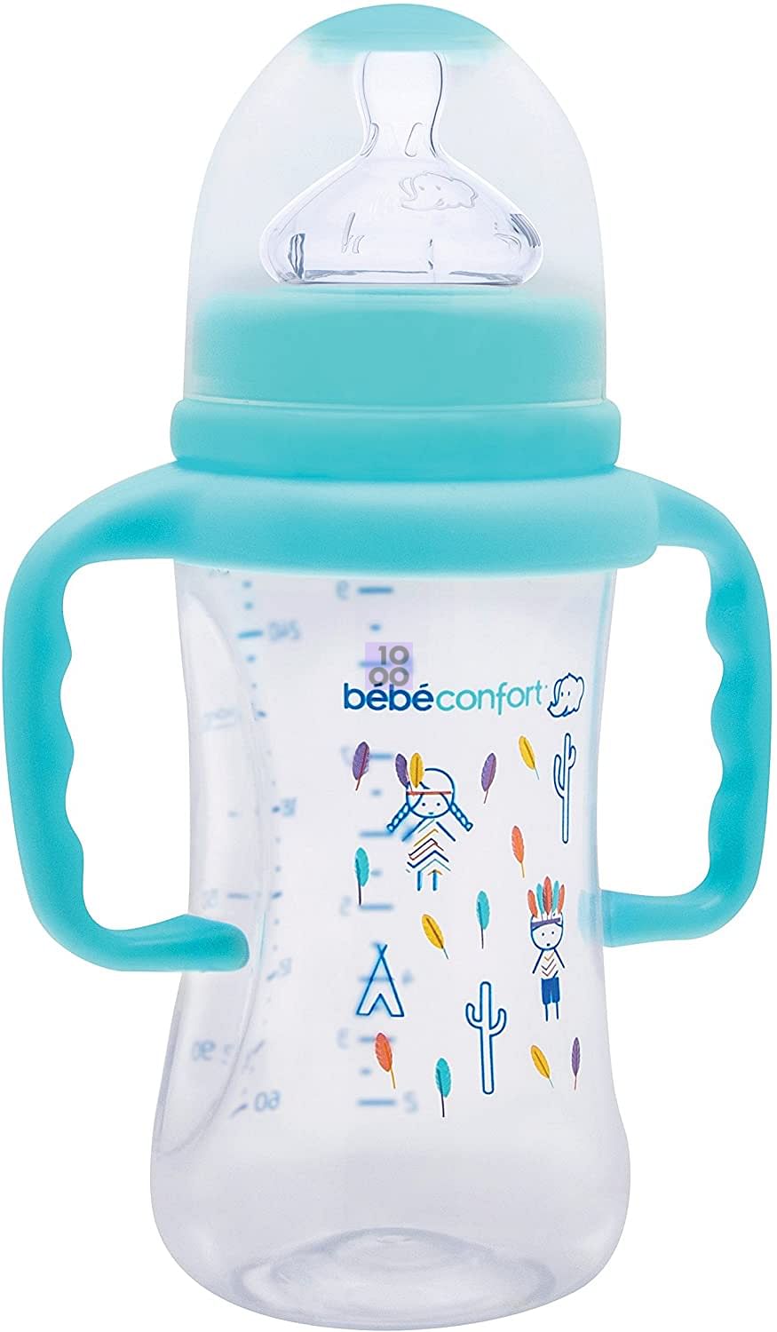 Bebe Confort Biberon Polipropilene 270 Ml Con Manici Tettarella Maternity  Silicone Misura 2 Azzurro
