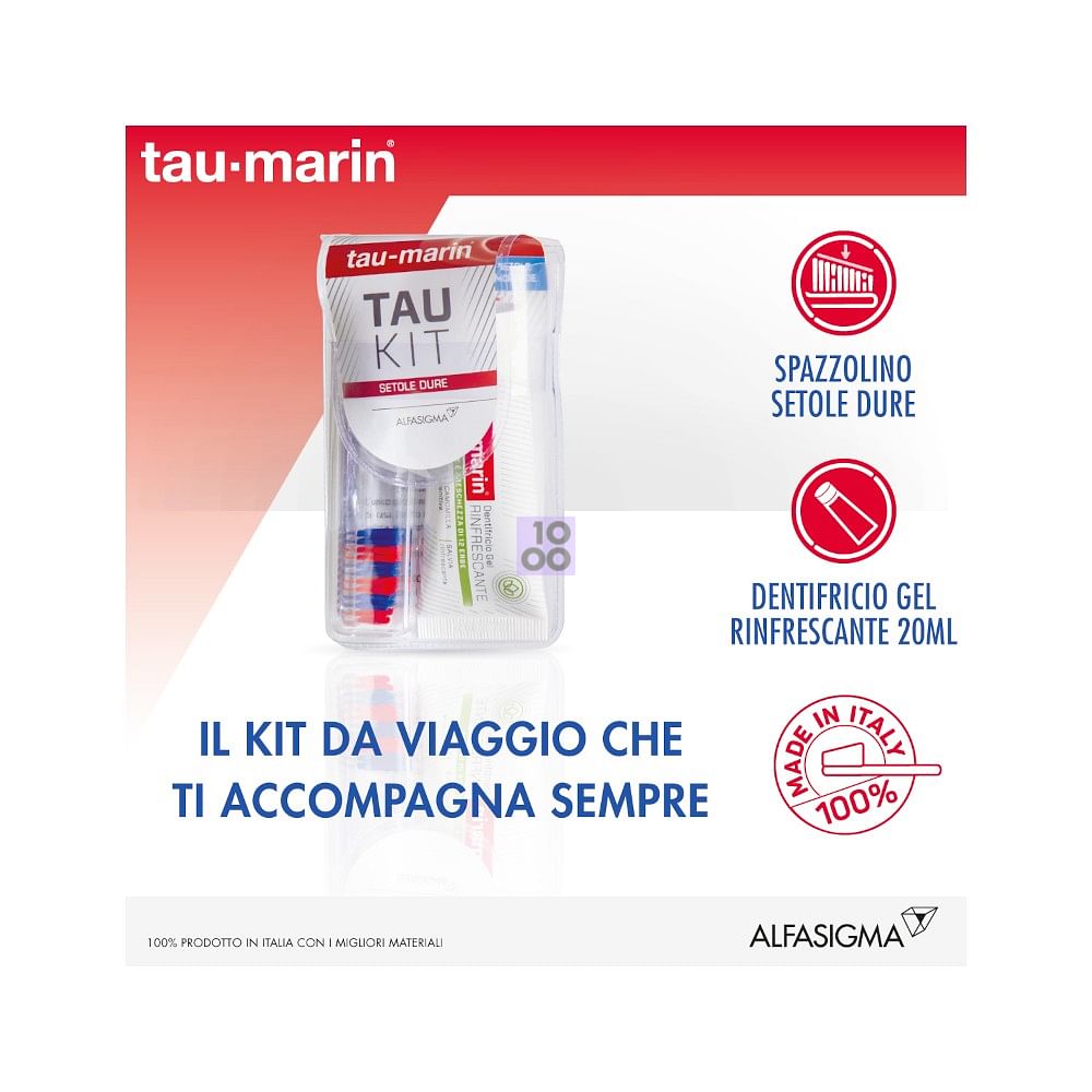 Tau-Marin Kit Da Viaggio Spazzolino Medio Componibile + Dentifricio 20 ml
